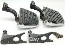 00-17 Harley Softail Passenger Floorboard Footboard Kit Black & Chrome