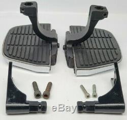 00-17 Harley Softail Passenger Floorboard Footboard Kit Black & Chrome