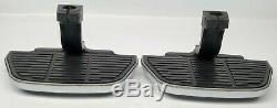 00-17 Harley Softail Passenger Floorboard Footboard Kit Black & Chrome