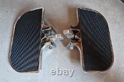 2 Peice Foodboards Chrome And Black 20cm X 11cm. Fits Harley Davidson
