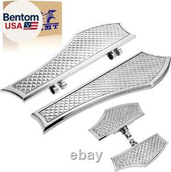 Chrome Driver & Passenger Front Rear Floorboard Footboards Foot Peg Kit for Harl