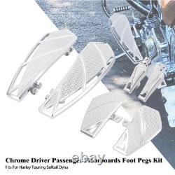 Chrome Footpegs Driver Passenger Floorboards Kit For Harley Touring Dyna Softail