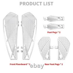 Chrome Footpegs Driver Passenger Floorboards Kit For Harley Touring Dyna Softail