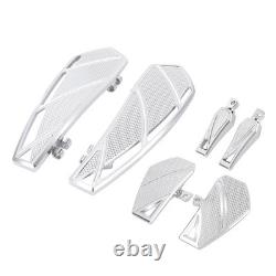 Chrome Footpegs Driver Passenger Floorboards Kit For Harley Touring Dyna Softail