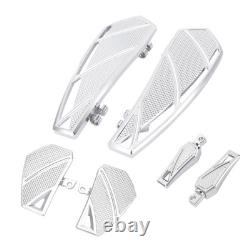 Chrome Footpegs Driver Passenger Floorboards Kit For Harley Touring Dyna Softail