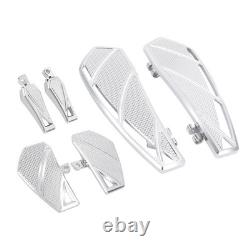 Chrome Footpegs Driver Passenger Floorboards Kit For Harley Touring Dyna Softail