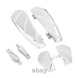Chrome Footpegs Driver Passenger Floorboards Kit For Harley Touring Dyna Softail