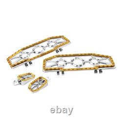 Driver Passenger Floorboard Foot Peg Pedals For Harley Heritage Chrome+Gold Driver Passenger Floorboard Foot Peg Pedals For Harley Heritage Chrome+Gold