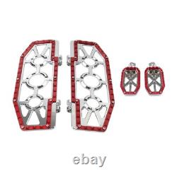 Driver Passenger Floorboard Foot Peg Pedals For Harley Heritage Chrome+Red