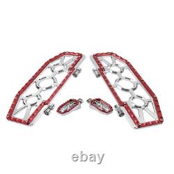 Driver Passenger Floorboard Foot Peg Pedals For Harley Heritage Chrome+Red