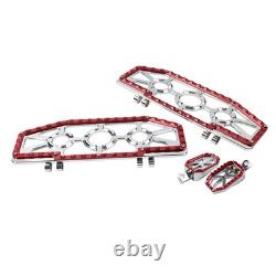 Driver Passenger Floorboard Foot Peg Pedals For Harley Heritage Chrome+Red
