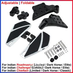 For Indian Roadmaster, Challenger, Chieftain Foldable Rear Floorboards Chrome
