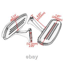 Left and Right Streamline Floorboards Chrome Holder Black Pads For HD Touring