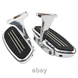 Left and Right Streamline Floorboards Chrome Holder Black Pads For HD Touring