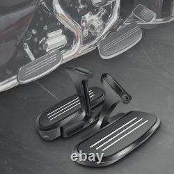 Motorcycle Passenger Floorboards Black Streamline Footboards With Mount Bra