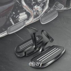 Motorcycle Passenger Floorboards Black Streamline Footboards With Mount Bra