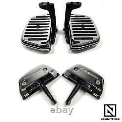 OEM Harley Touring Rubber Chrome Script Passenger Floorboards Foot Boards Mounts