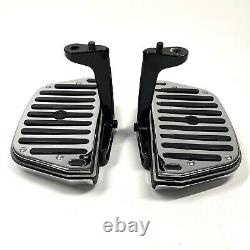 OEM Harley Touring Rubber Chrome Script Passenger Floorboards Foot Boards Mounts