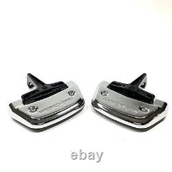 OEM Harley Touring Rubber Chrome Script Passenger Floorboards Foot Boards Mounts