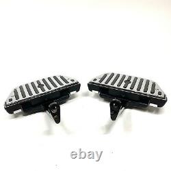 OEM Harley Touring Rubber Chrome Script Passenger Floorboards Foot Boards Mounts