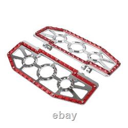 Rider Driver Floorboards Foot Peg For Harley Electra Glide FLHT FLHTC Chrome+Red