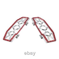 Rider Driver Floorboards Foot Peg For Harley Electra Glide FLHT FLHTC Chrome+Red