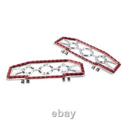 Rider Driver Floorboards Foot Peg For Harley Electra Glide FLHT FLHTC Chrome+Red