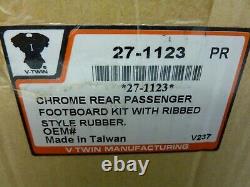V-Twin 27-1123 Chrome Ribbed Rear Passenger Foot board Kit (22088)